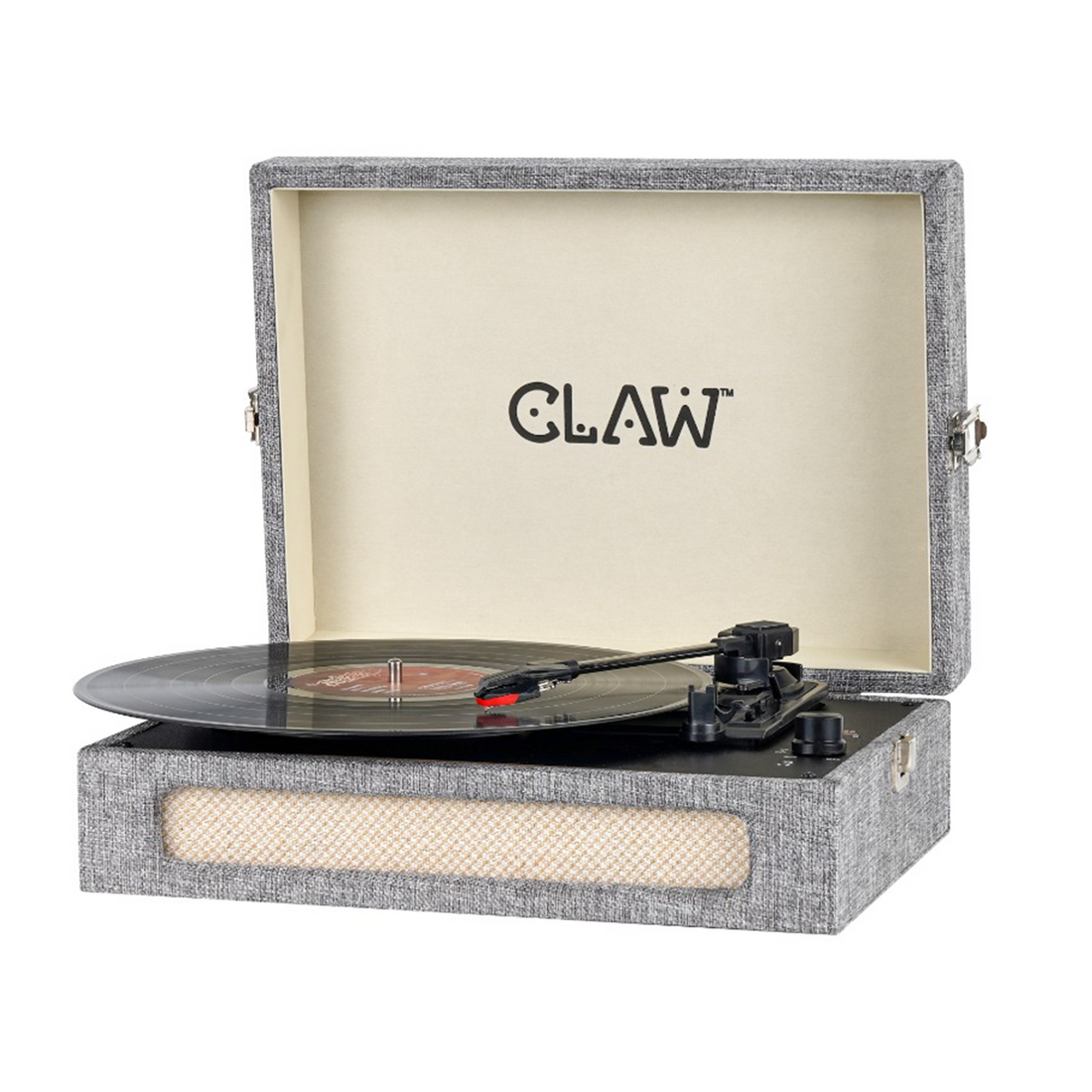 Claw Stag Retro - Bluetooth Turntable with Built-In Stereo Speaker, USB Recording and Play Buttons (Grey)