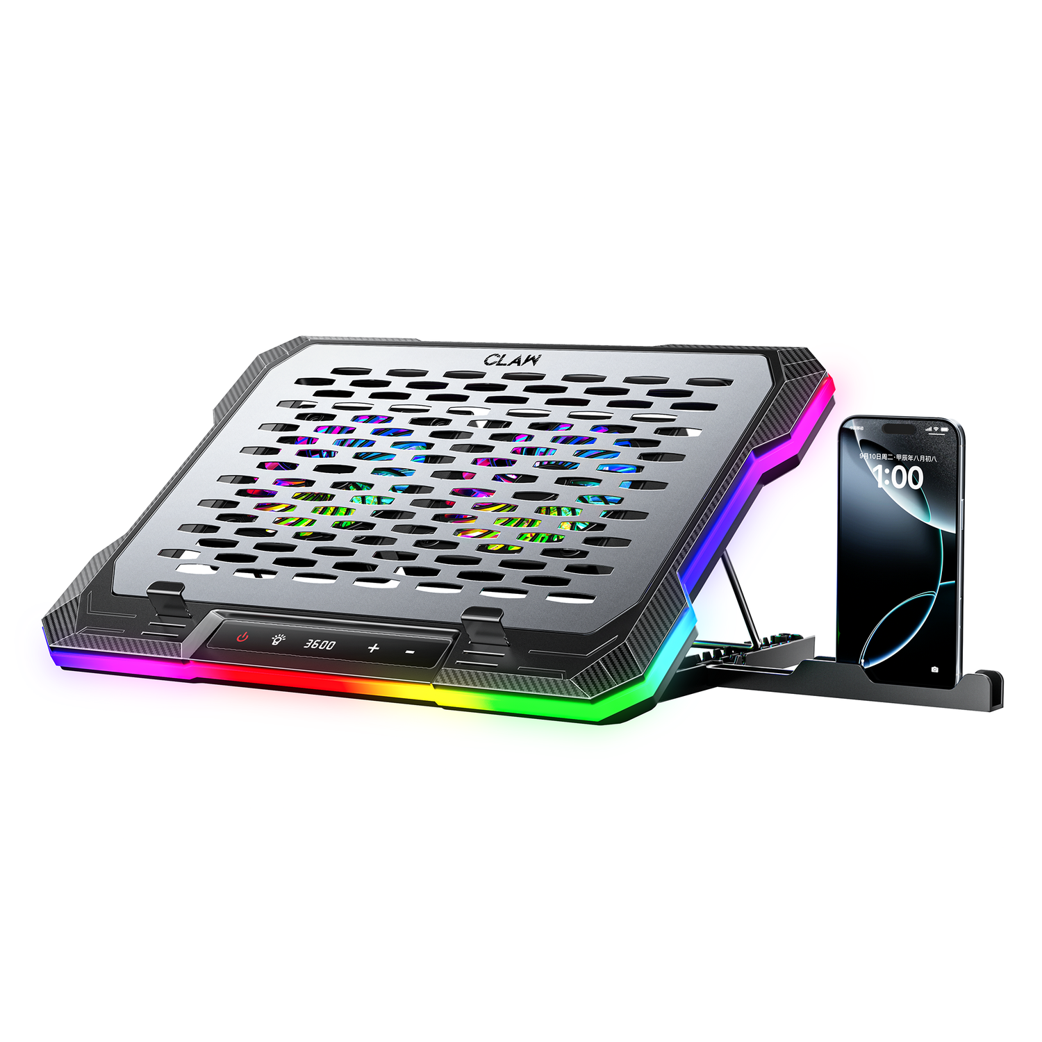Claw Wind Pro K6 - 2 Removable Magnetic Motor RGB Laptop Cooling Pad with USB &amp; Type-C Ports , Adjustable Height and Mobile Stand
