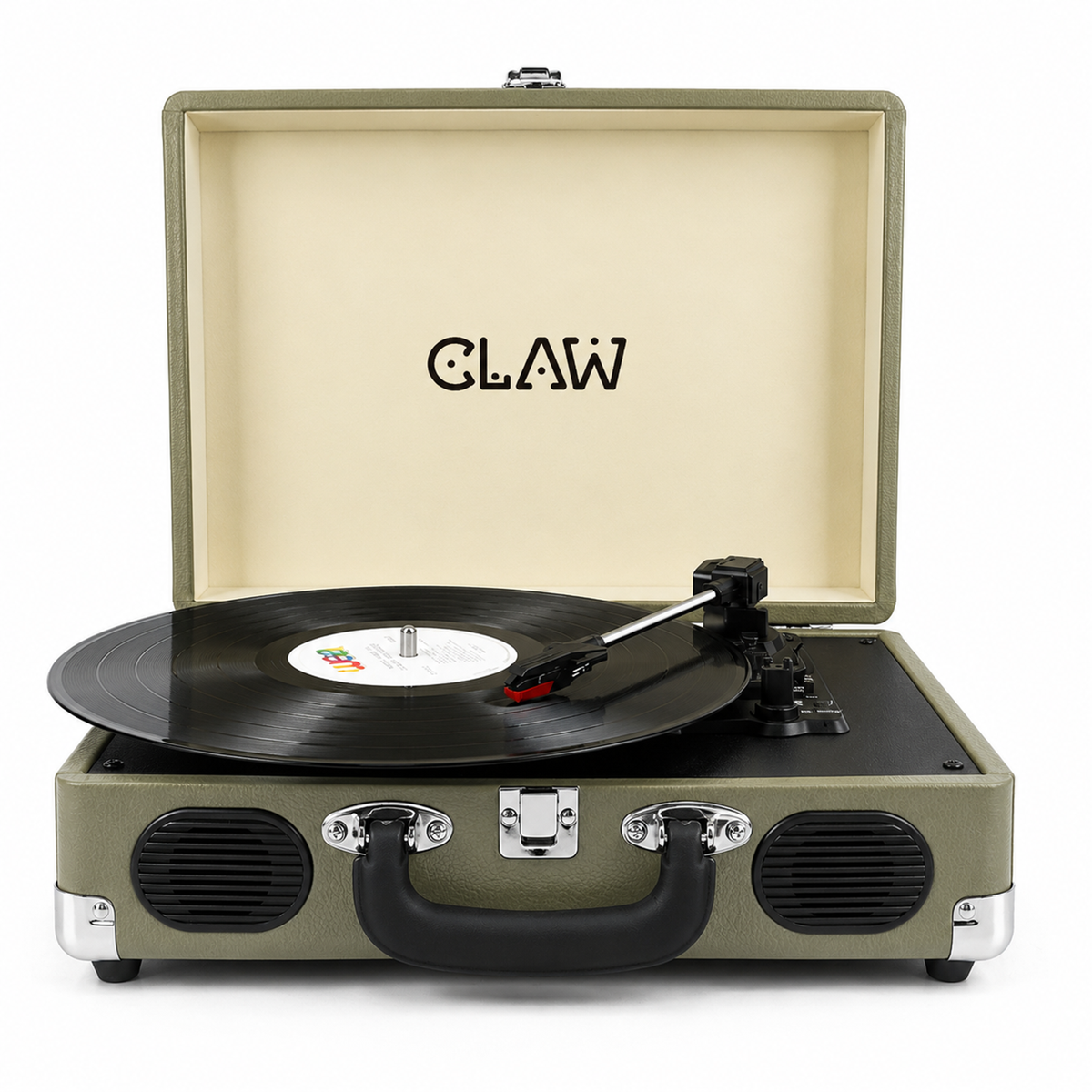 CLAW Stag Portable Pro - Bluetooth Turntable with Built-In Stereo Speaker (Celadon Cream)