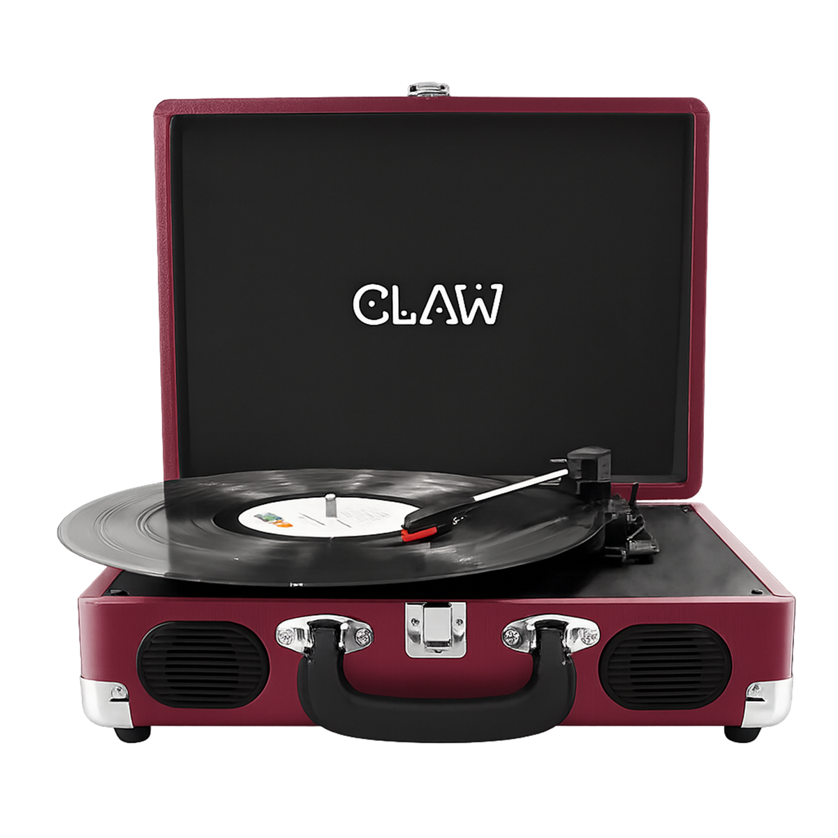 CLAW Stag Portable Pro - Bluetooth Turntable with Built-In Stereo Speaker (Wine Red)