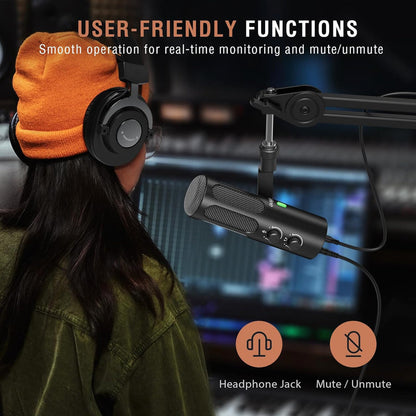 FIFINE Amplitank TANK 3 - USB/XLR Dynamic Studio Microphone With Mute Button