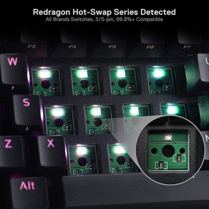 Redragon Draconic Pro K530 PRO - 60% Bluetooth+24.Ghz+Wired Mechanical Keyboard (Red Switch)