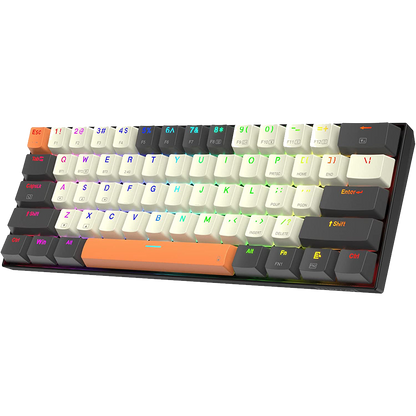 (OPEN BOX) Redragon Caraxes PRO K644 SE - 65% Bluetooth + 2.4Ghz + Wired RGB Mechanical Keyboard Cream/Grey/Orange (Red Switch)