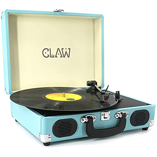 Refurbished CLAW Stag Portable - Turntable with Built-in Stereo Speakers (Blue)