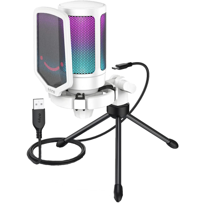 Fifine Ampligame - A6V USB Gaming Microphone (White)