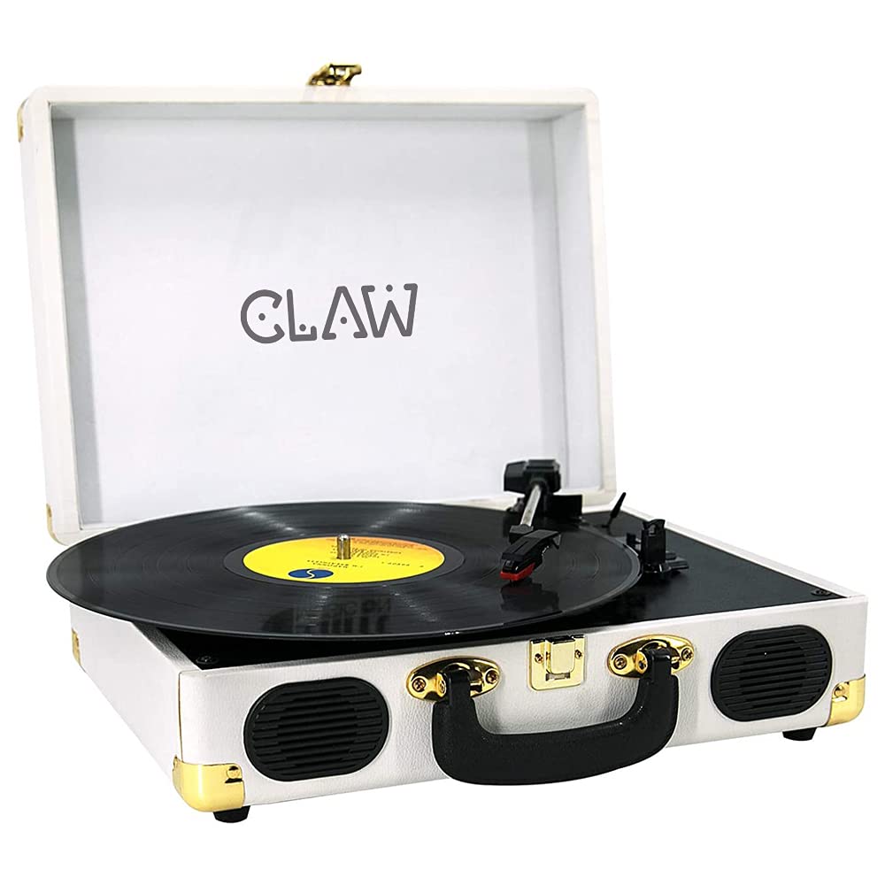 CLAW Stag Portable - Turntable with Built-in Stereo Speakers (White)  (Use Code ORIGIN10 to Get 10% DIscount)