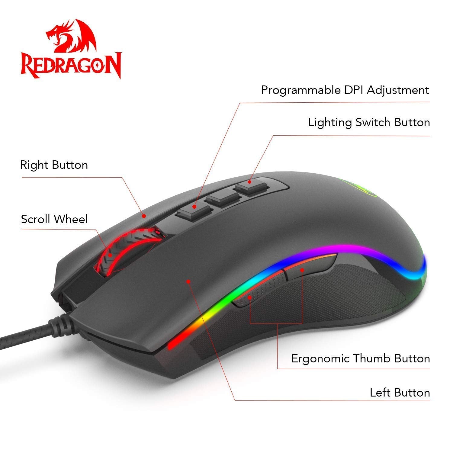 Redragon Cobra M711 - RGB Wired Mouse (Black)