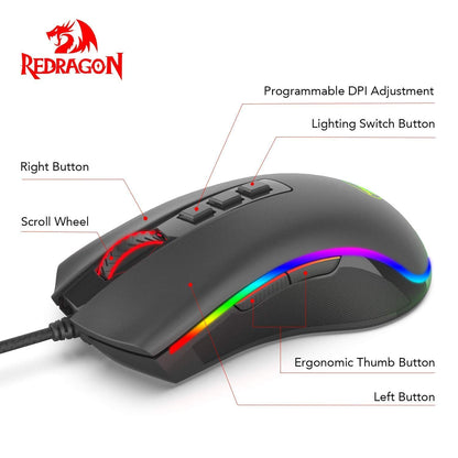 Redragon Cobra M711 - RGB Wired Mouse (Black)