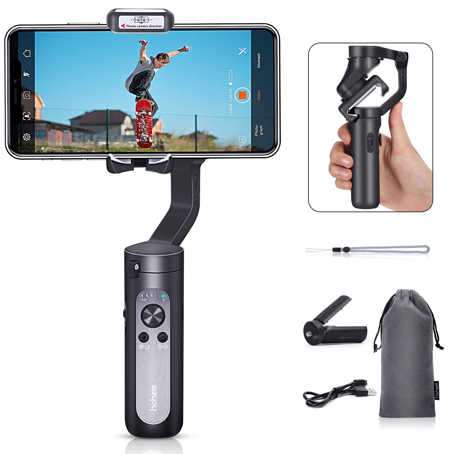 (Refurbished) Hohem iSteady X - Handheld Pocket Gimbal (Black)
