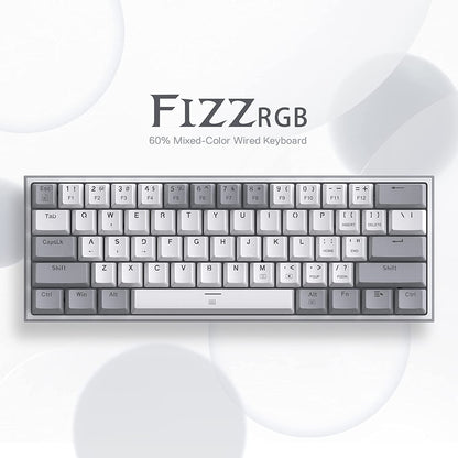 Redragon Fizz K617 - 60% Wired Mechanical Keyboard White And Grey (Red Switches)