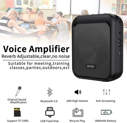 (Refurbished) Shidu M100 - Wired Portable Mini Voice Amplifier with Bluetooth Speakers
