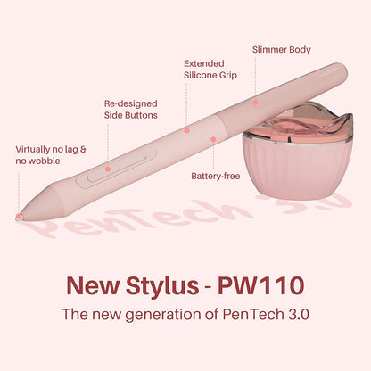 (Refurbished) Huion Inspiroy 2 H641P - Small Digital Graphic Tablet (Sakura Pink)
