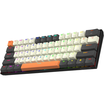 (OPEN BOX) Redragon Caraxes PRO K644 SE - 65% Bluetooth + 2.4Ghz + Wired RGB Mechanical Keyboard Cream/Grey/Orange (Red Switch)