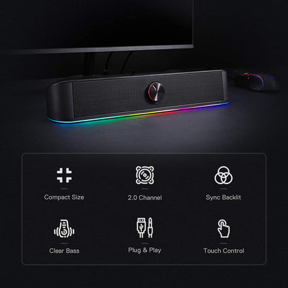 Redragon Adiemus GS560 - RGB 2.0 Channel USB Wired Soundbar