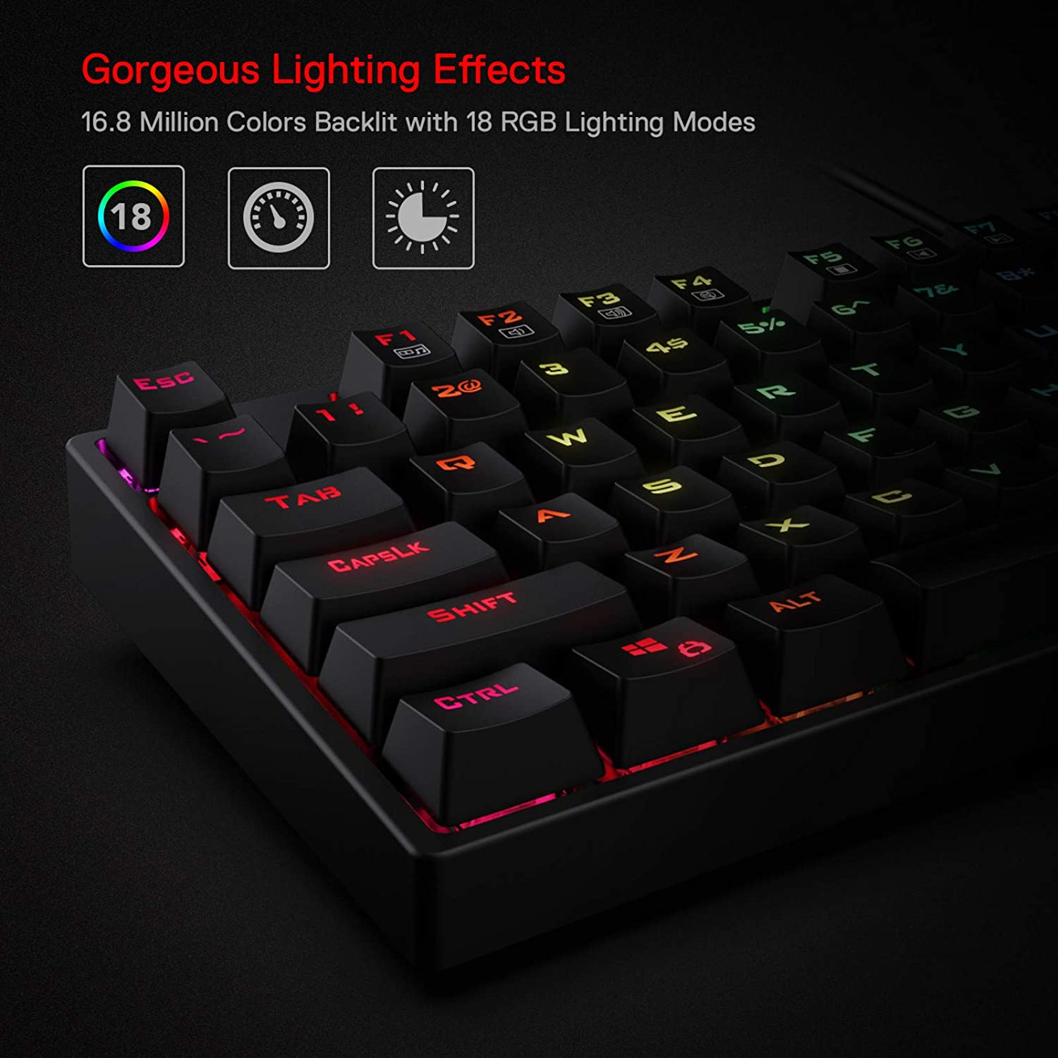 (Refurbished) Redragon Surara K582 - 104 Keys Wired Mechanical Keyboard RGB (Brown Switch)