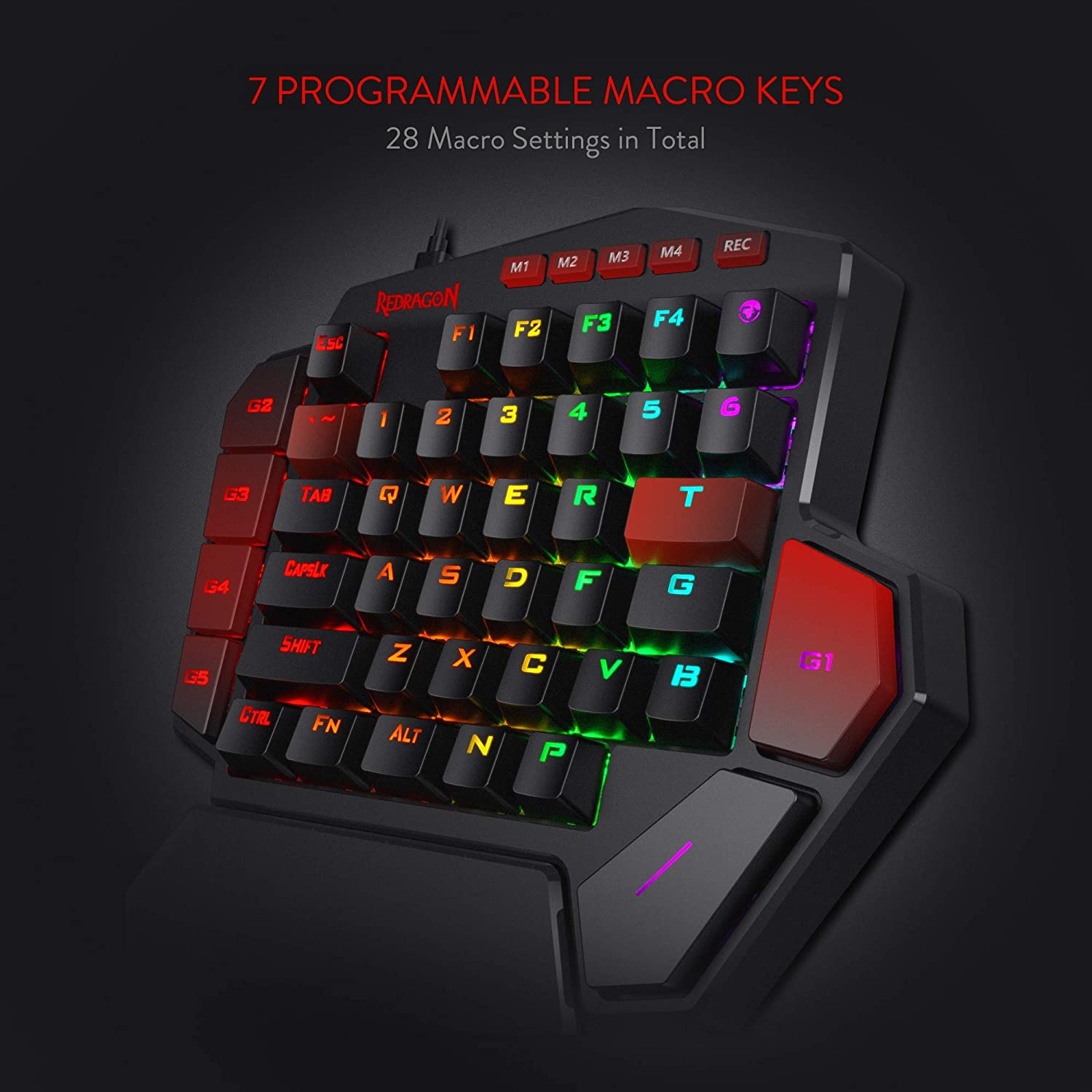 Redragon Diti K585 - One Handed Wired RGB Mechanical Keyboard (Blue Switch)