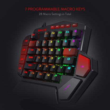 Redragon Diti K585 - One Handed Wired RGB Mechanical Keyboard (Blue Switch)