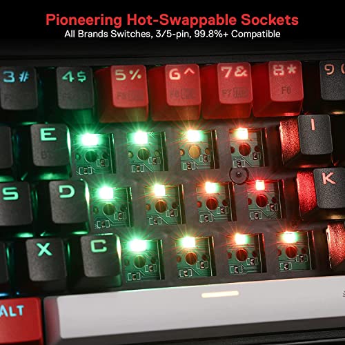 Redragon Castor K631 Pro - 65% Bluetooth + 2.4Ghz Wireless + Wired RGB Mechanical Keyboard (Red Switch)