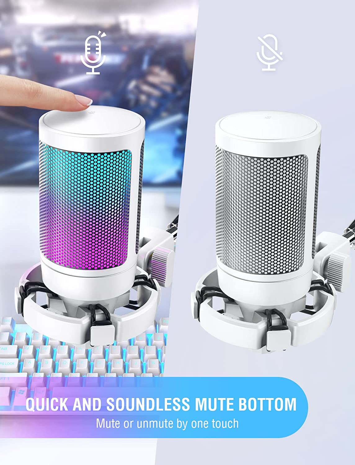 Fifine Ampligame - A6V USB Gaming Microphone (White)