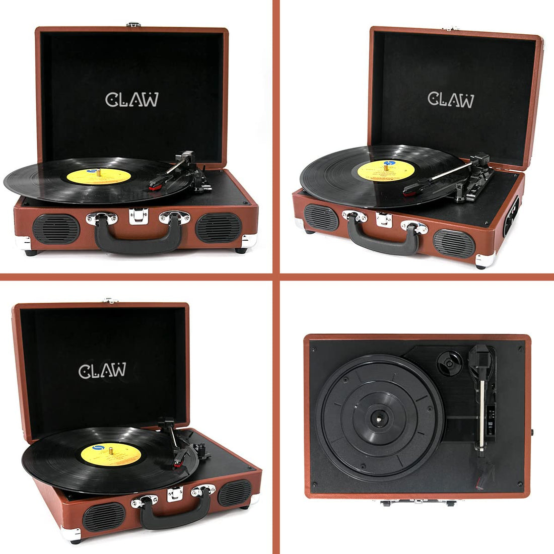CLAW Stag Portable - Turntable with Built-in Stereo Speakers (Brown)  (Use Code ORIGIN10 to Get 10% DIscount)