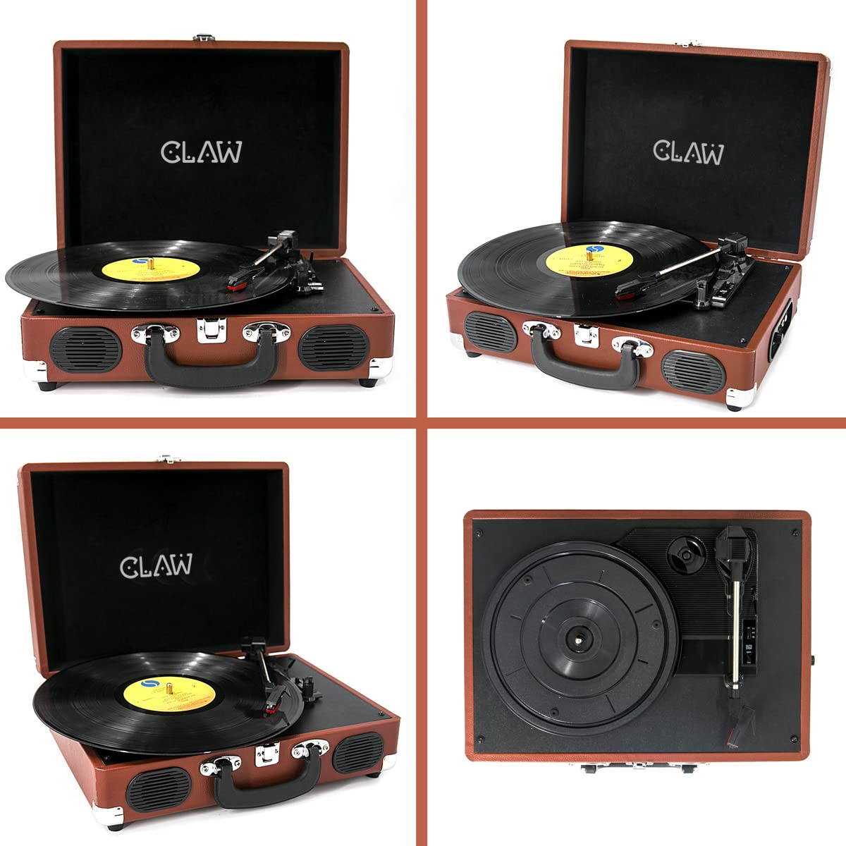 CLAW Stag Portable - Turntable with Built-in Stereo Speakers (Brown)  (Use Code ORIGIN10 to Get 10% DIscount)