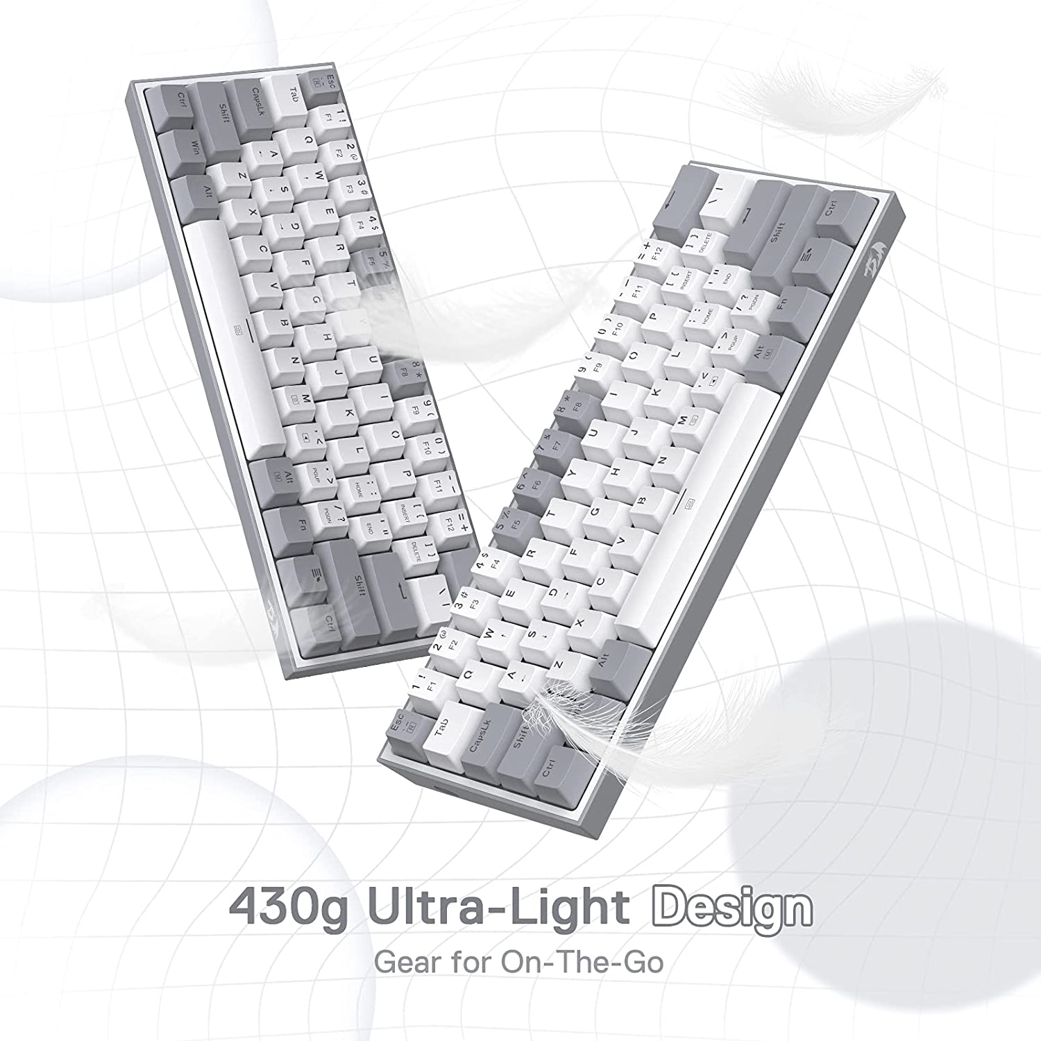 Redragon Fizz K617 - 60% Wired Mechanical Keyboard White And Grey (Red Switches)