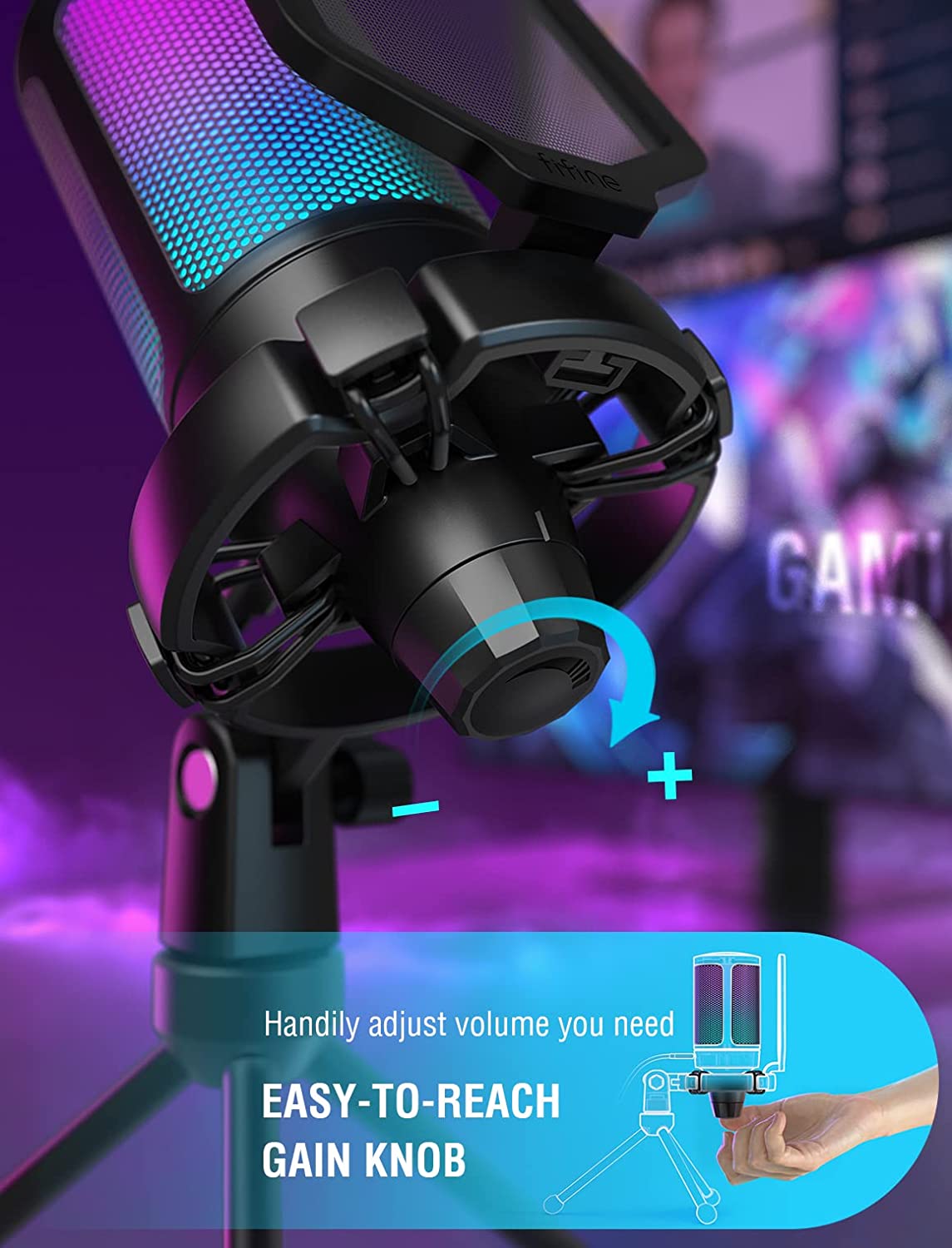 Fifine Ampligame - A6V USB Gaming Microphone (Black)