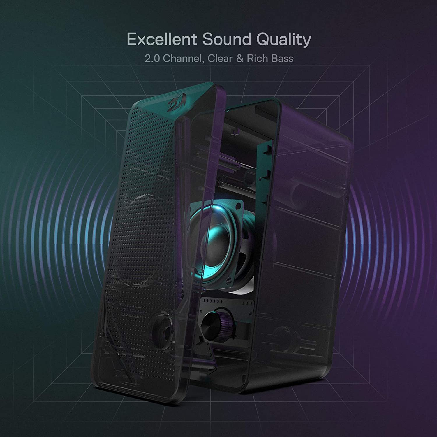 (Refurbished) Redragon Waltz GS510 - RGB 2.0 Channel Gaming Wired Desktop Speakers