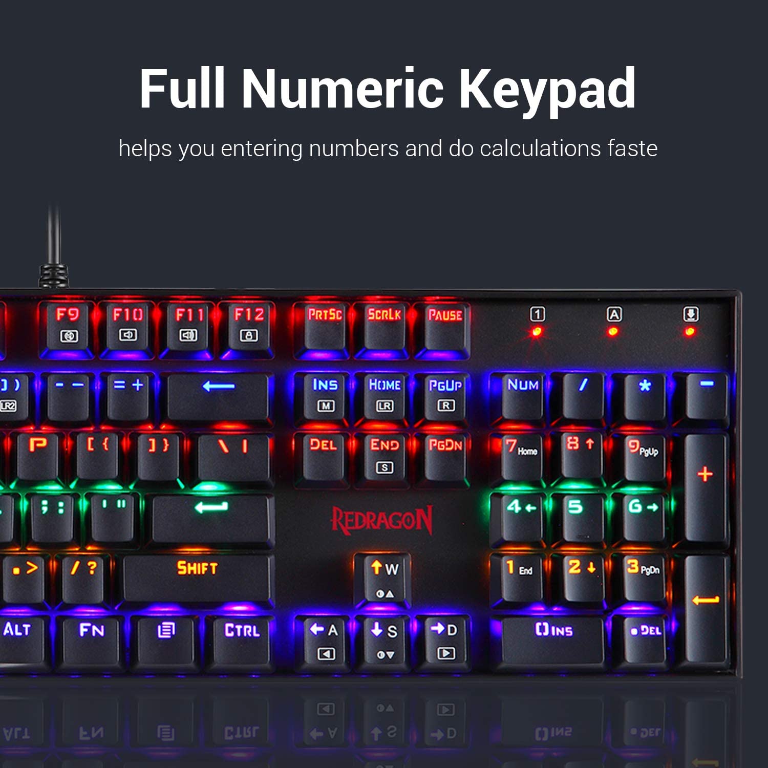Redragon Vara K551 - 104 Wired Mechanical Keyboard Rainbow Black (Red Switch)