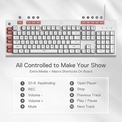 (Refurbished) Redragon Shiva K512- Wired Membrane Keyboard RGB White