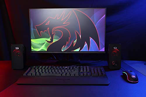 (Refurbished) Redragon Stentor GS500 - 2.0 Channel Stereo Desktop Wired Gaming Computer Speaker with Red Backlight