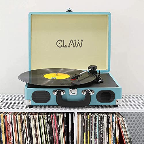 Refurbished CLAW Stag Portable - Turntable with Built-in Stereo Speakers (Blue)