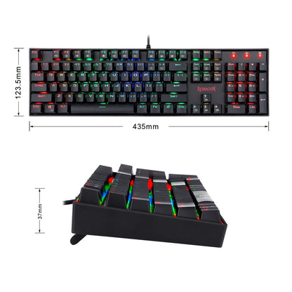 (Refurbished) Redragon Mitra K551 - 104 Wired Mechanical Keyboard RGB Black (Blue Switch)