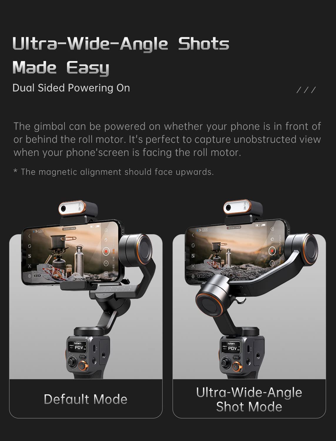 Hohem M6 Kit - 3 Axis Mobile Gimbal with OLED Display and Magnetic Fill Light with AI Vision Sensor