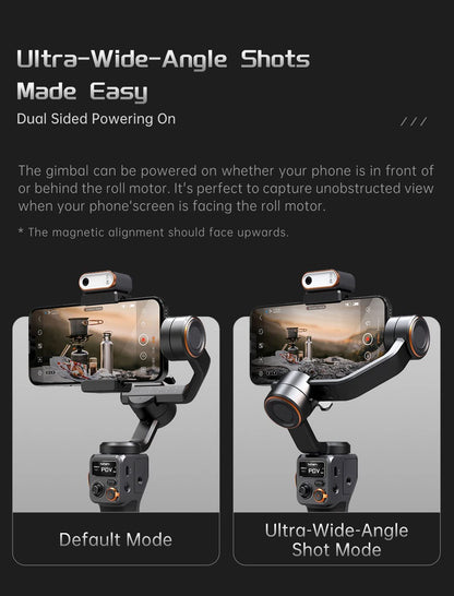 Hohem M6 Kit - 3 Axis Mobile Gimbal with OLED Display and Magnetic Fill Light with AI Vision Sensor