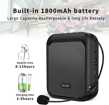 (Refurbished) Shidu M100 - Wired Portable Mini Voice Amplifier with Bluetooth Speakers