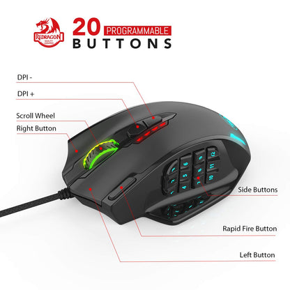 Redragon Impact M908 - RGB Wired Mouse with Weights