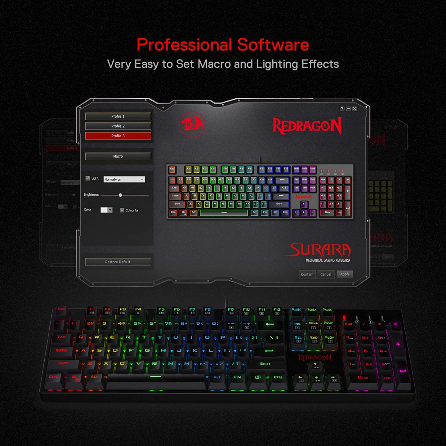 (Refurbished) Redragon Surara K582 - 104 Keys Wired Mechanical Keyboard RGB (Brown Switch)
