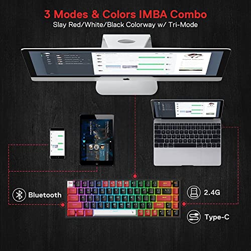 Redragon Castor K631 Pro - 65% Bluetooth + 2.4Ghz Wireless + Wired RGB Mechanical Keyboard (Red Switch)