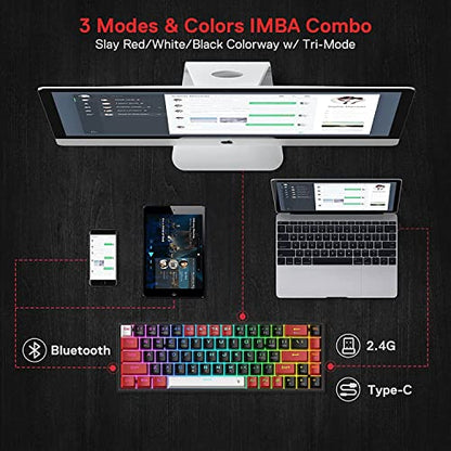 Redragon Castor K631 Pro - 65% Bluetooth + 2.4Ghz Wireless + Wired RGB Mechanical Keyboard (Red Switch)