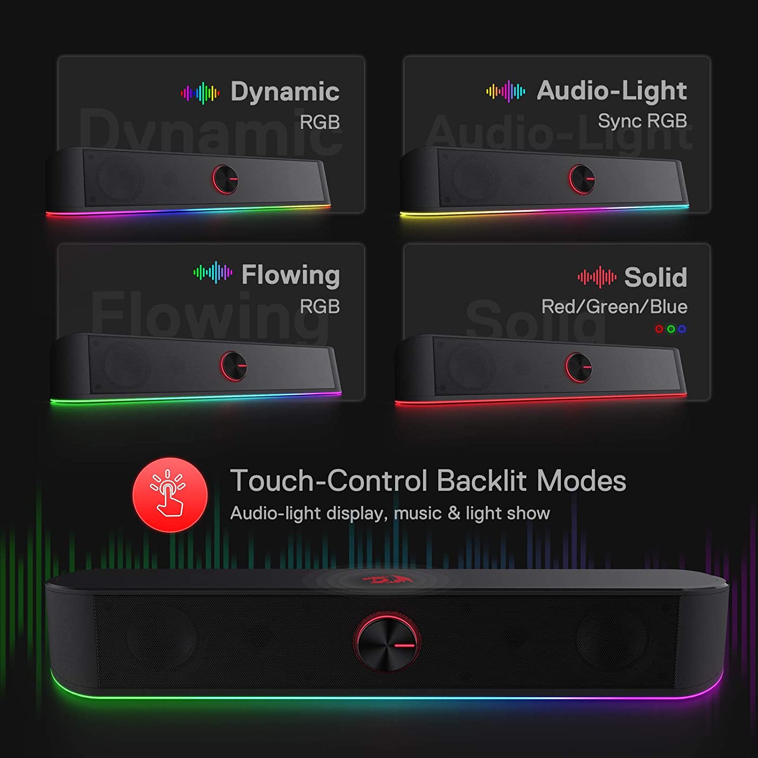 Redragon Adiemus GS560 - RGB 2.0 Channel USB Wired Soundbar