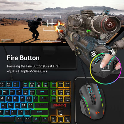 Redragon Perdiction M901 K-2 - RGB Wired Mouse with Weights
