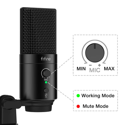 FIFINE K683B - USB Desktop Microphone (With Desk Stand)