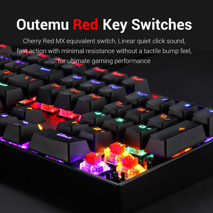 Redragon Vara K551 - 104 Wired Mechanical Keyboard Rainbow Black (Red Switch)