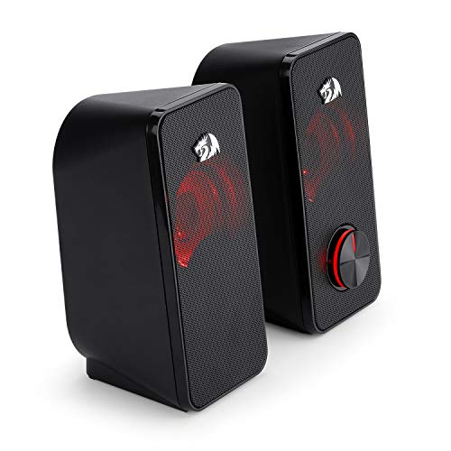 (Refurbished) Redragon Stentor GS500 - 2.0 Channel Stereo Desktop Wired Gaming Computer Speaker with Red Backlight