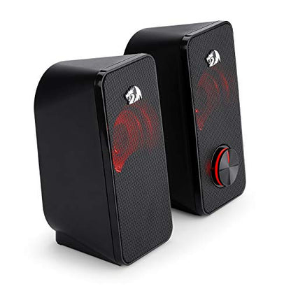 (Refurbished) Redragon Stentor GS500 - 2.0 Channel Stereo Desktop Wired Gaming Computer Speaker with Red Backlight