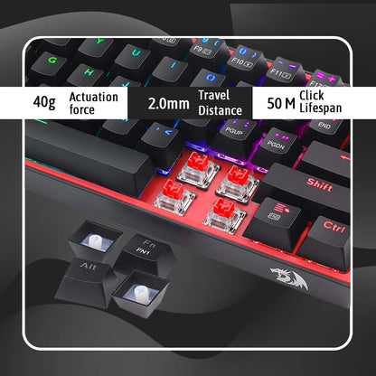 Redragon Fizz Pro K616 - 60% Wired+2.4ghz+Bt Mechanical Keyboard Black (Red Switch)