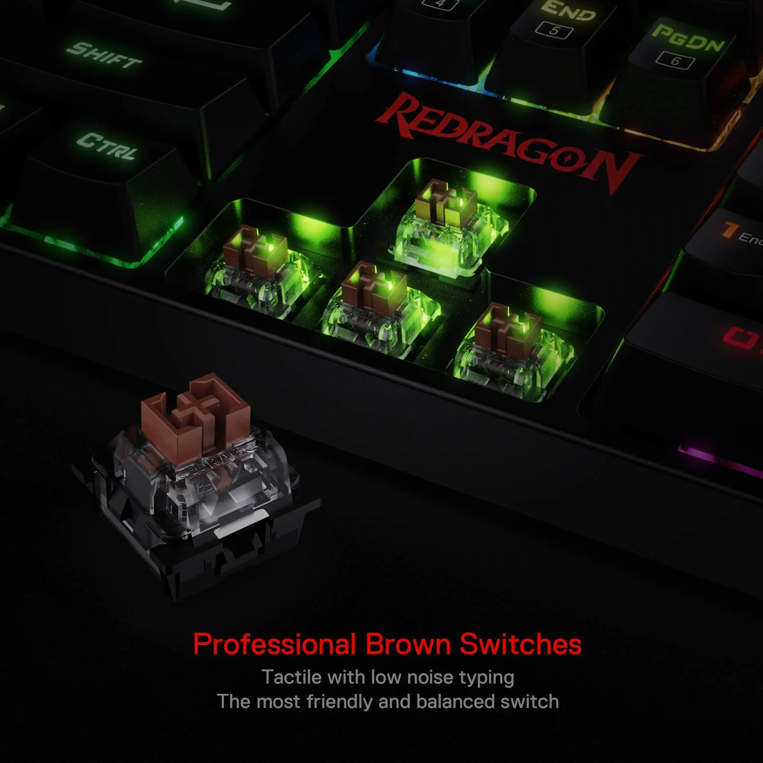 (Refurbished) Redragon Surara K582 - 104 Keys Wired Mechanical Keyboard RGB (Brown Switch)