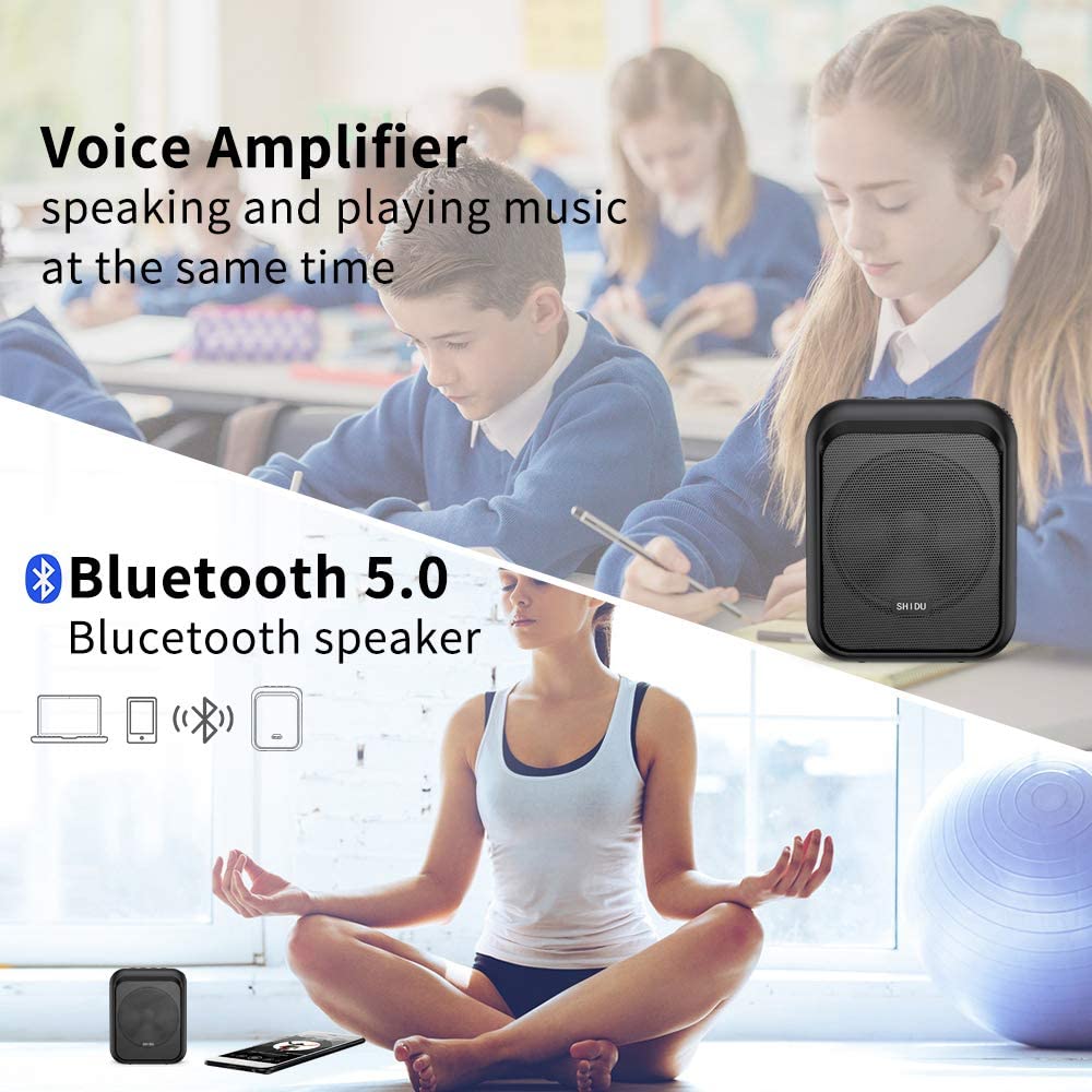 (Refurbished) Shidu M100 - Wired Portable Mini Voice Amplifier with Bluetooth Speakers