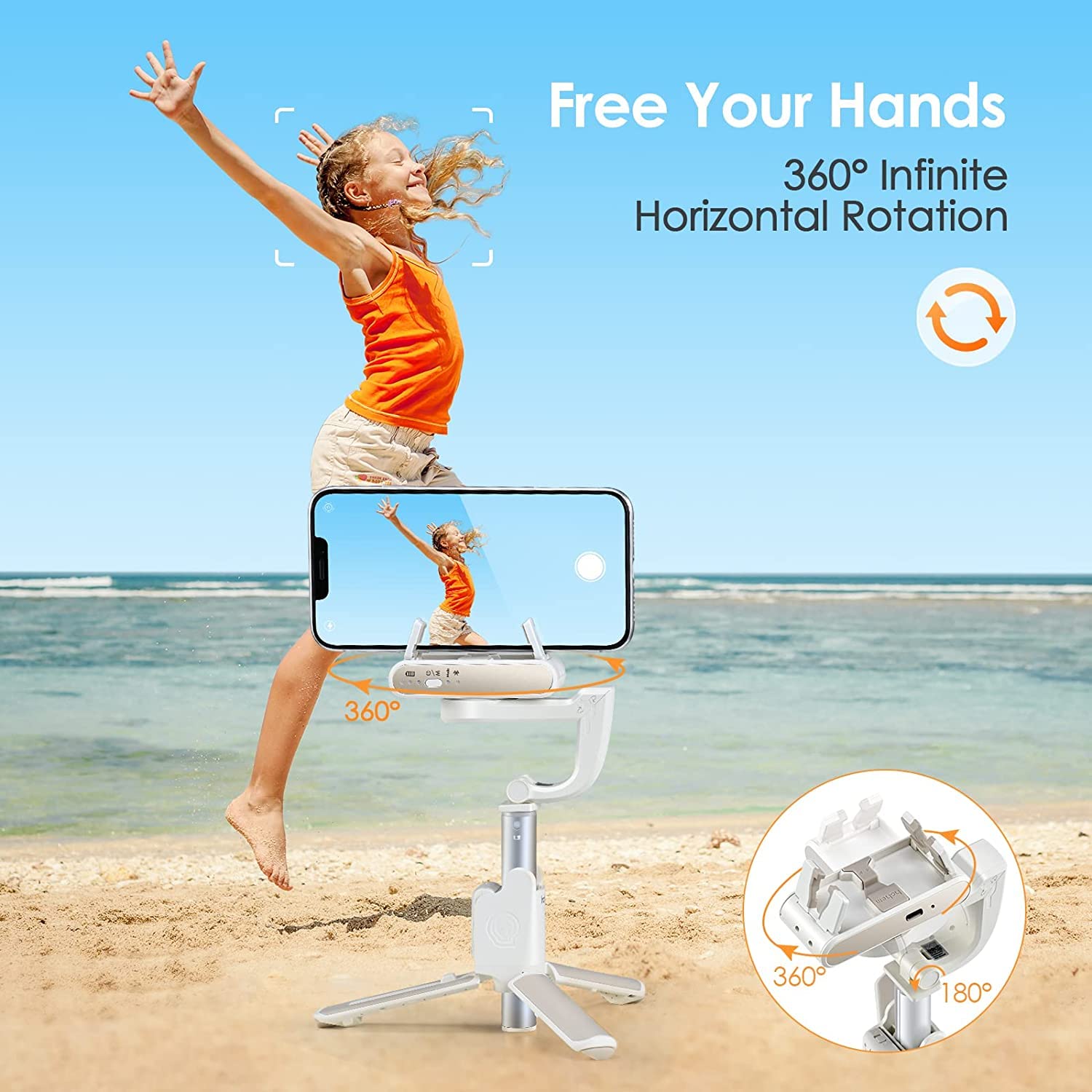 (Refurbished) Hohem iSteady Q - Extendable 4 in 1 Professional Selfie Stick (White)